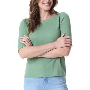 Gloria Vanderbilt Fitted Green 3/4 Sleeve Tee
